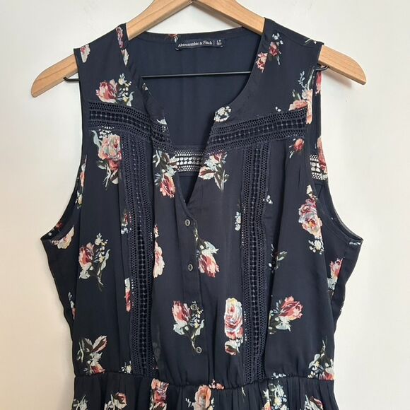 Abercrombie and Fitch Floral Lace Blue Mini Dress Size Large Tall - Picture 2 of 8